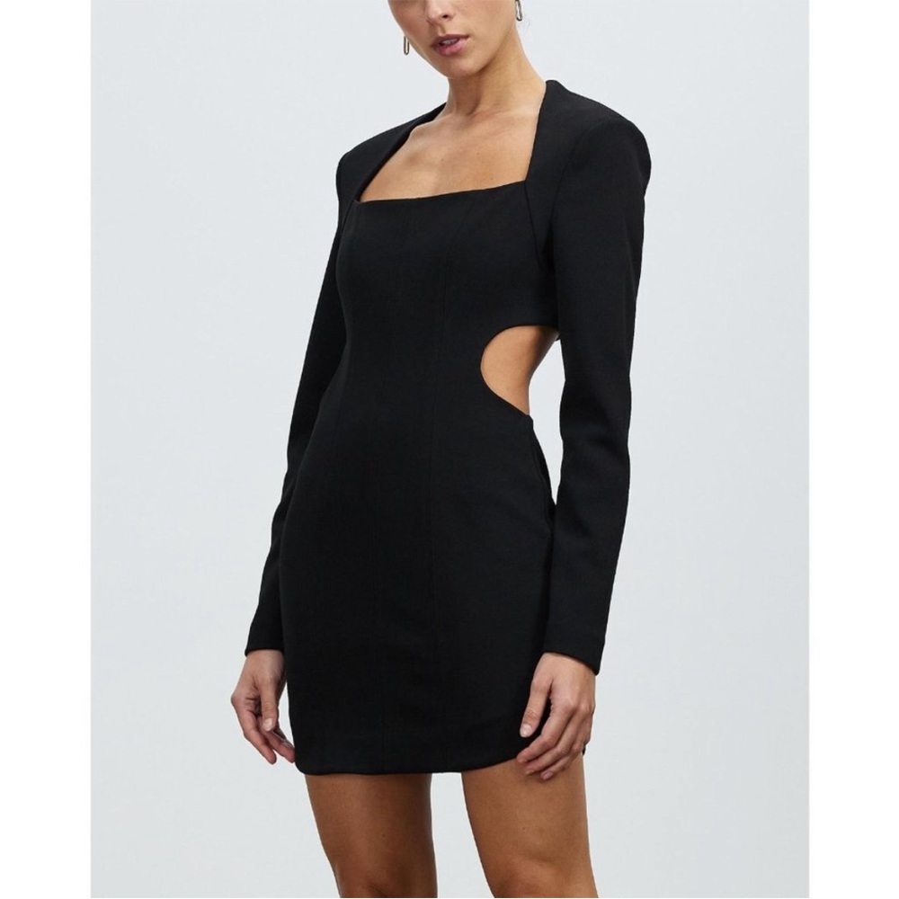 NWT MISHA KOSMA cutout long sleeve black mini dress size 6
